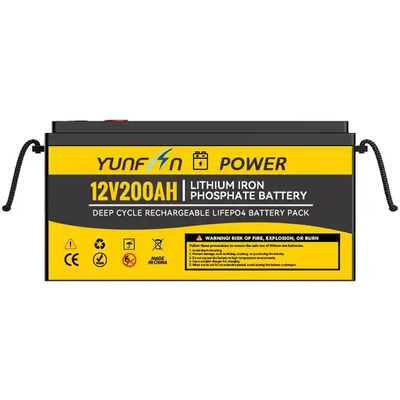 品質 12V 200Ah LiFePO4 バッテリー 0.5C 充電 放電 12.8V 2560Wh ディープサイクル リチウム バッテリー BMS 5000 サイクルで リード酸を代替 RV ソーラー マリン UPS バックアップ パワー 工場